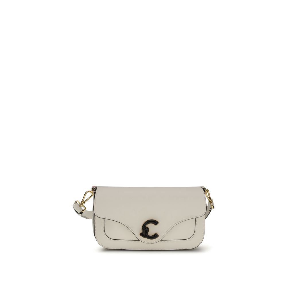 Borsa a spalla in pelle di vitello bianca