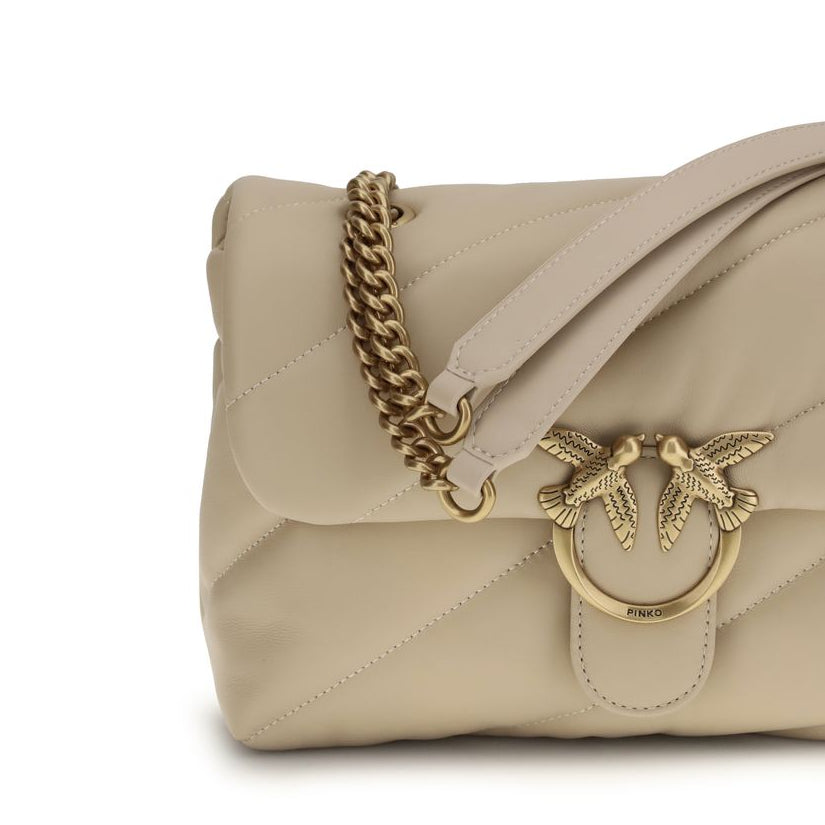 Borsa a spalla Classic in pelle di vitello sabbia