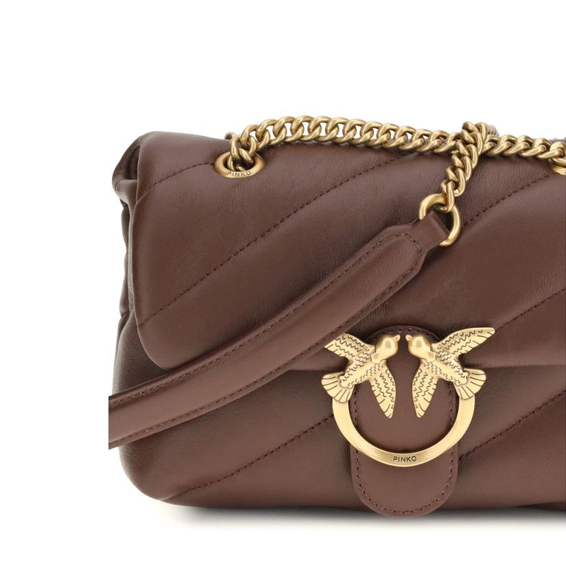 Borsa a spalla in pelle di vitello color cioccolato
