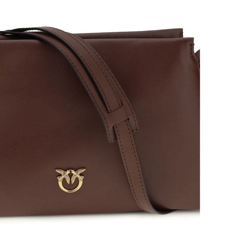 Chocolate brown calf leather shoulder bag