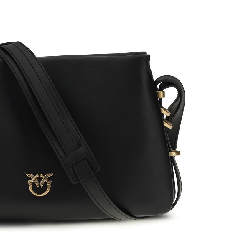 Dark Black Calf Leather Shoulder Bag