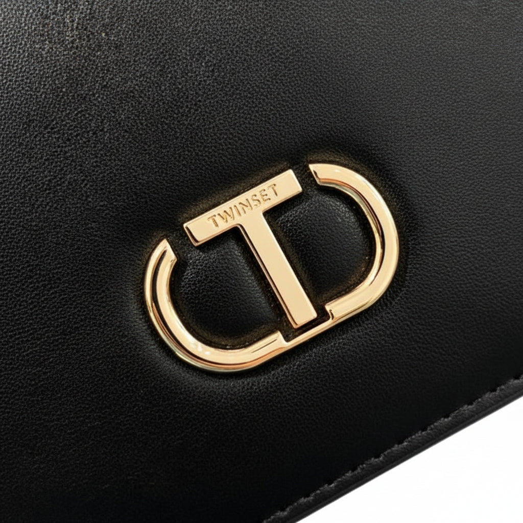 Borsa a tracolla nera lucida