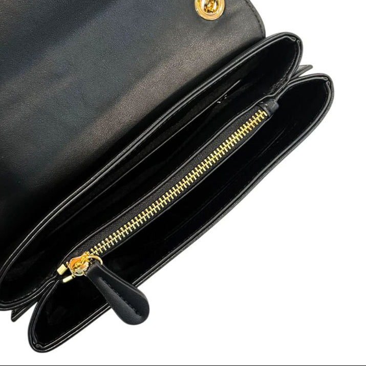 Borsa a tracolla nera lucida