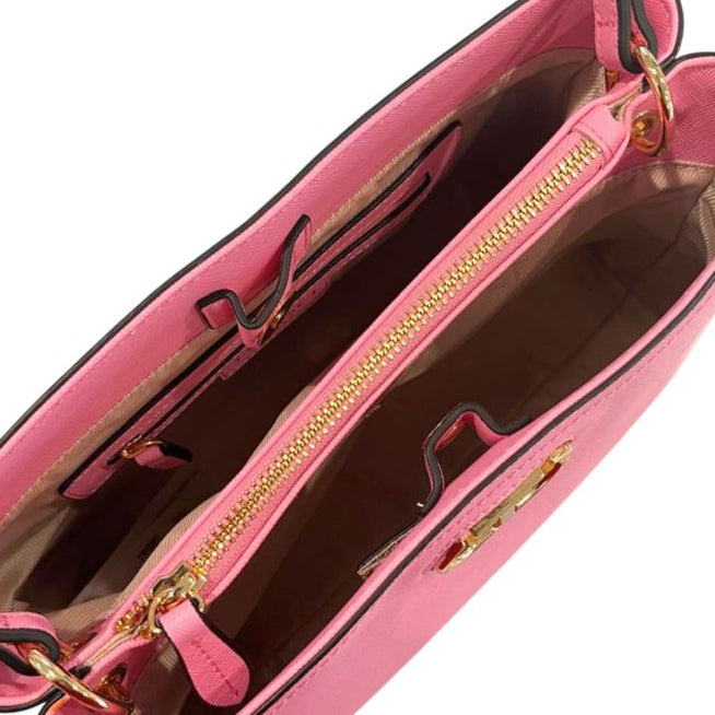 Borsa a mano rosa peonia con dettagli dorati