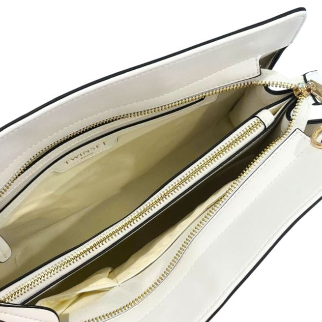 Borsa a mano color avorio con dettagli dorati