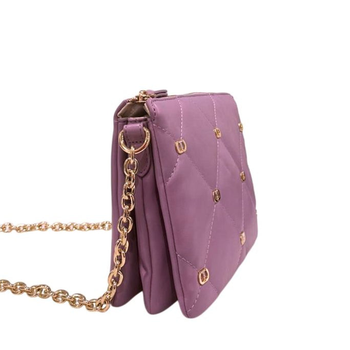 Borsa a tracolla viola malva con trapuntatura geometrica