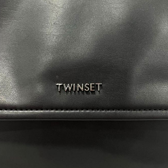 Dark Black Handbag with silver logo