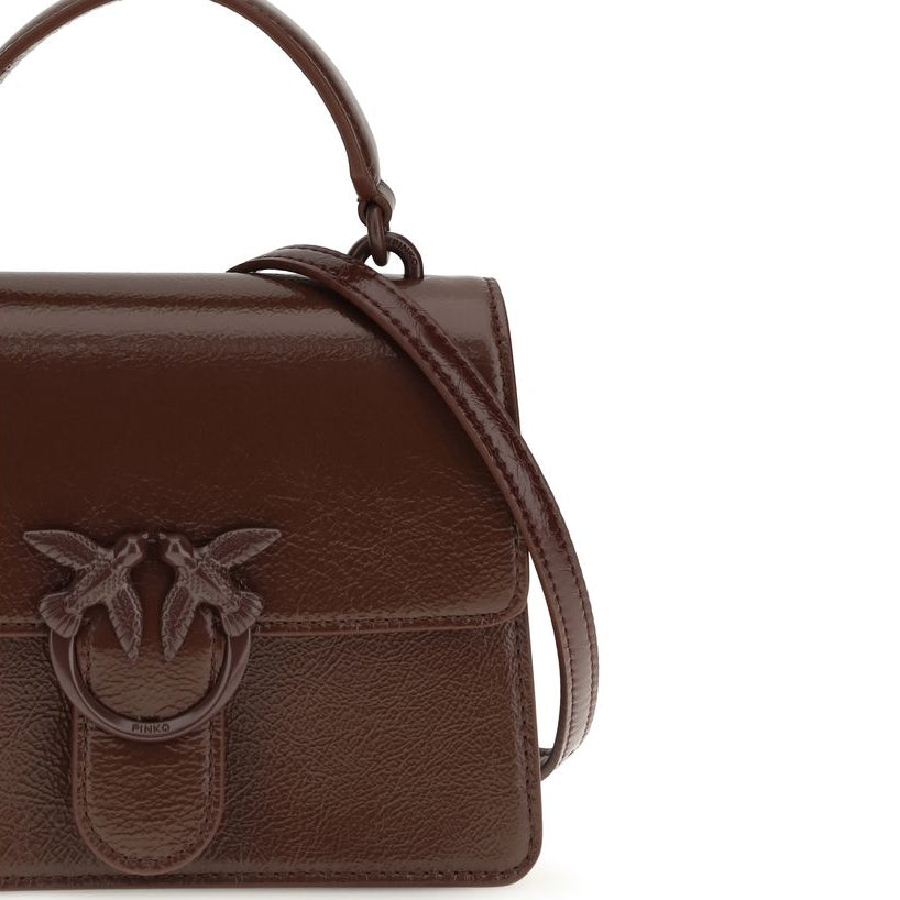 Borsa a mano mini in pelle di capra marrone