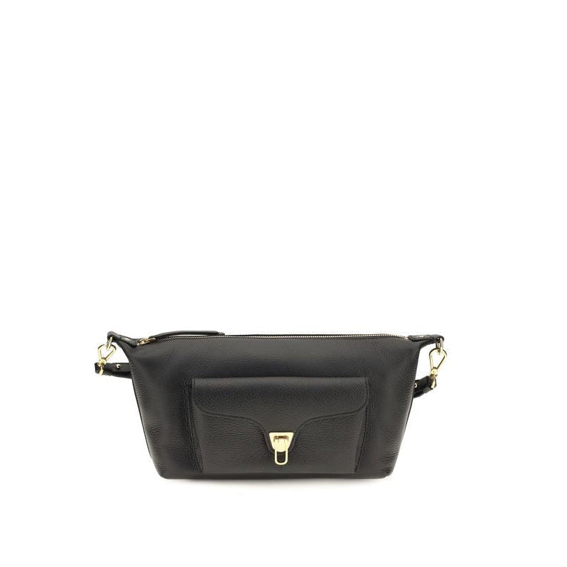 Black Calf Leather Shoulder Bag