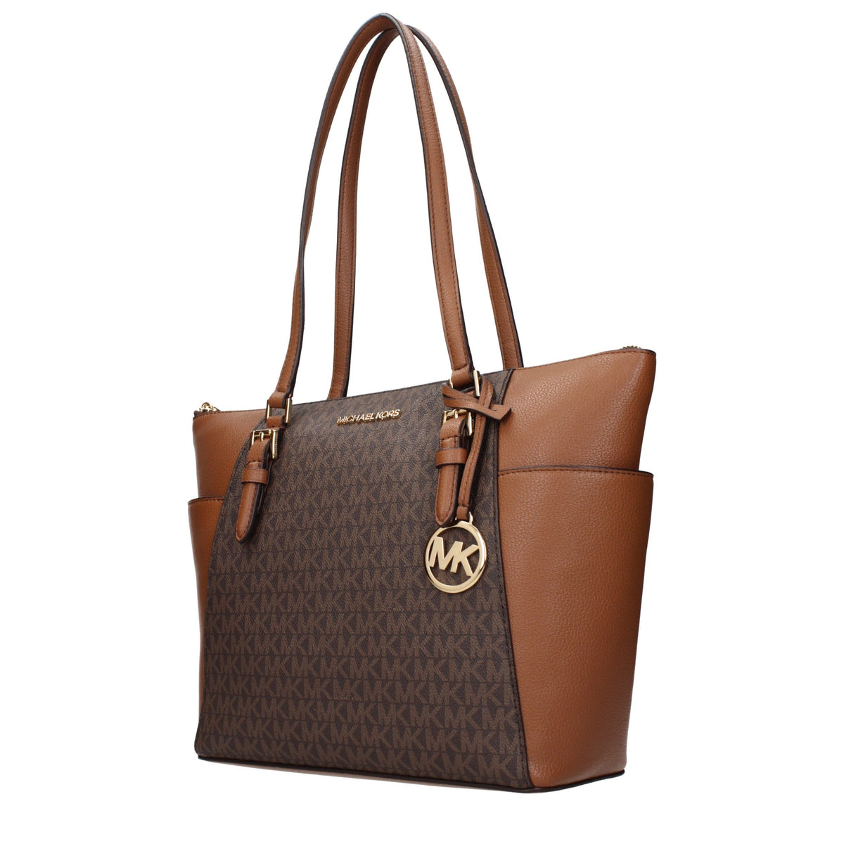 Borsa tote monogrammata in tela rivestita - Marrone