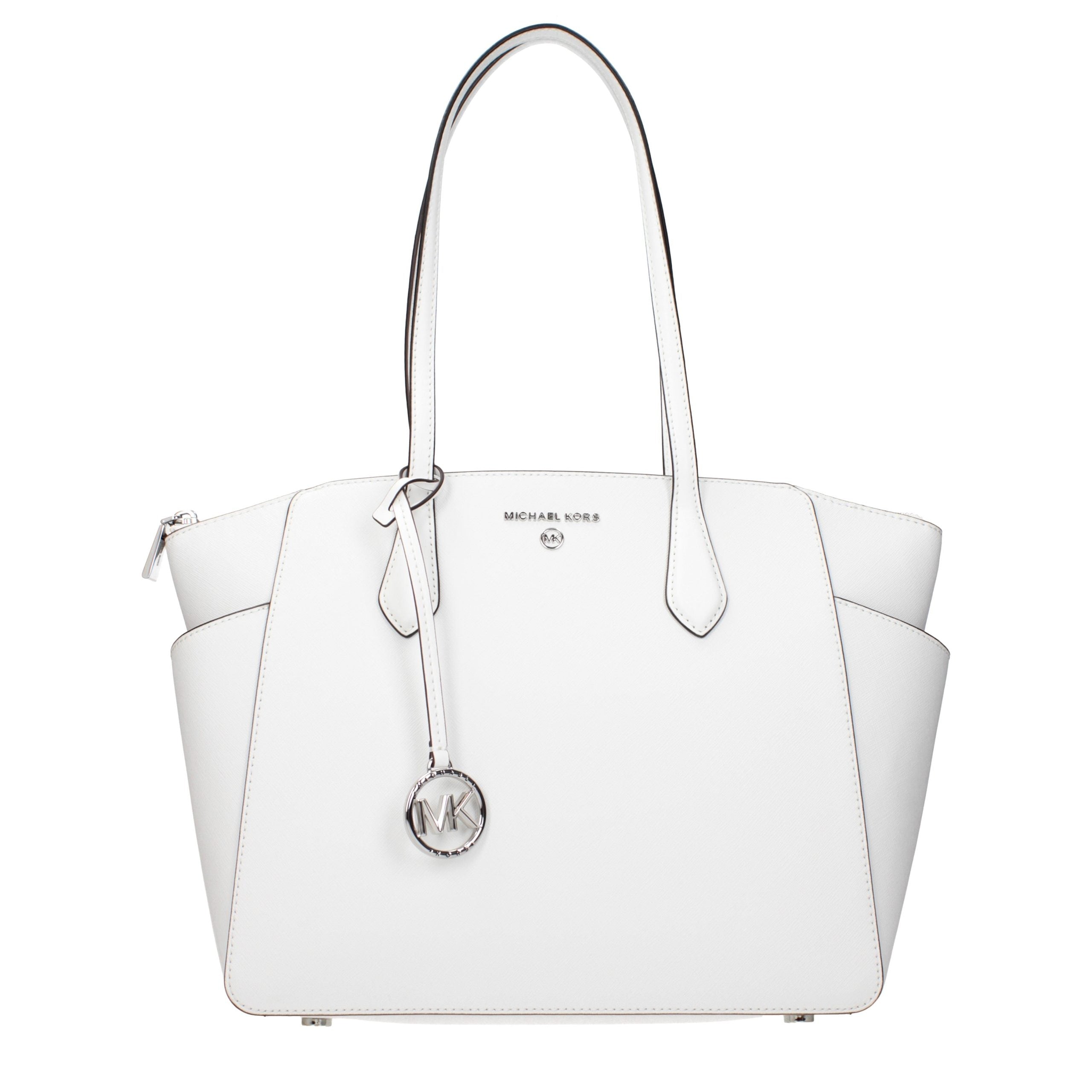 Optical white leather Tote Bag