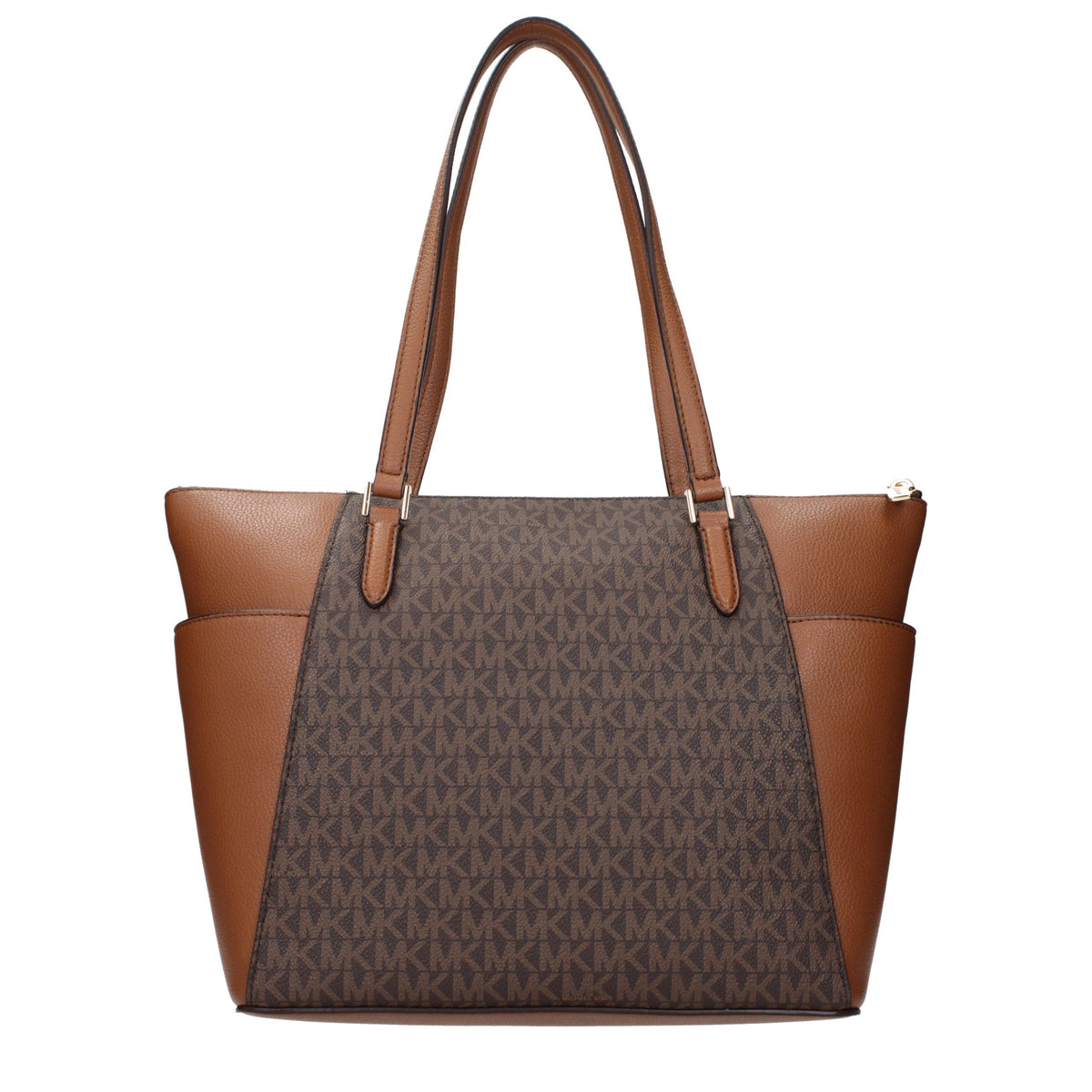 Borsa tote monogrammata in tela rivestita - Marrone