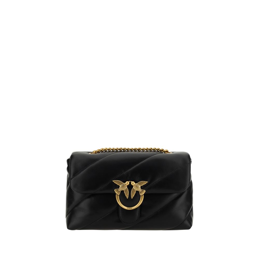 Black Calf Leather Shoulder Bag