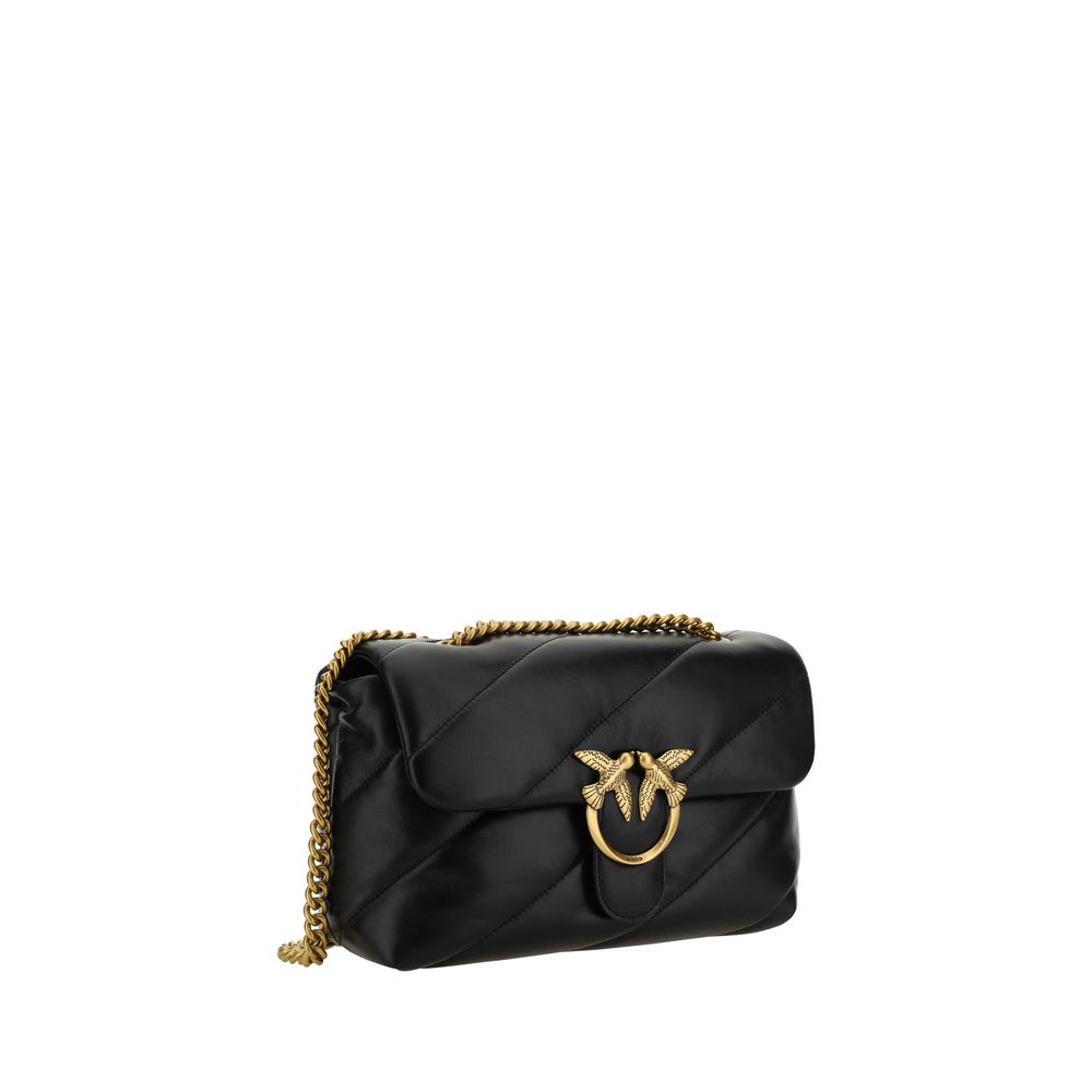 Black Calf Leather Shoulder Bag