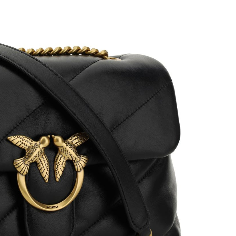 Black Calf Leather Shoulder Bag
