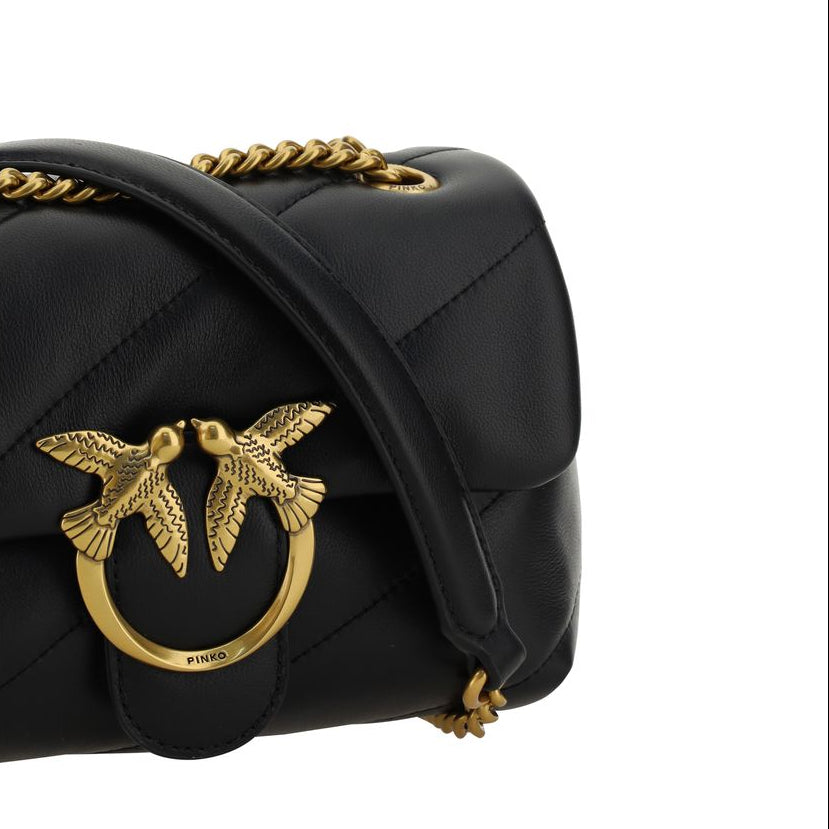 Borsa a tracolla Mini in pelle di vitello nera liscia