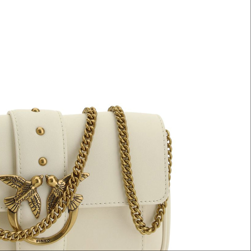 Borsa a spalla Classic Mini in pelle di vitello bianca