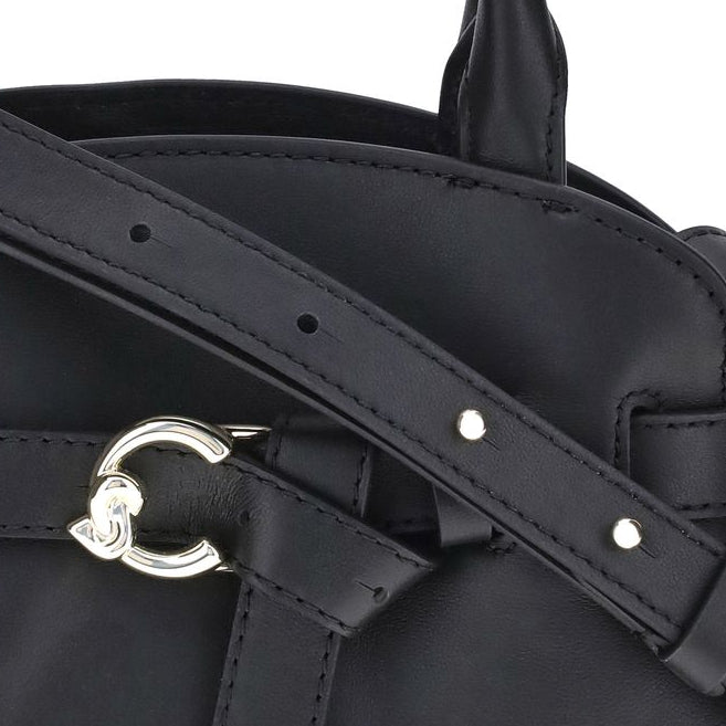 Borsa a mano in pelle di vitello nera