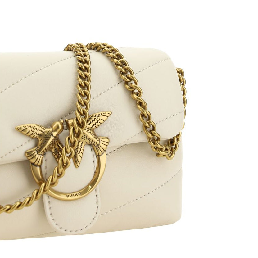 Borsa a spalla Love Baby in pelle di vitello bianca
