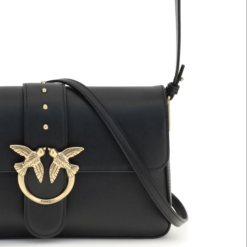 Borsa a tracolla in Pelle liscia Nera