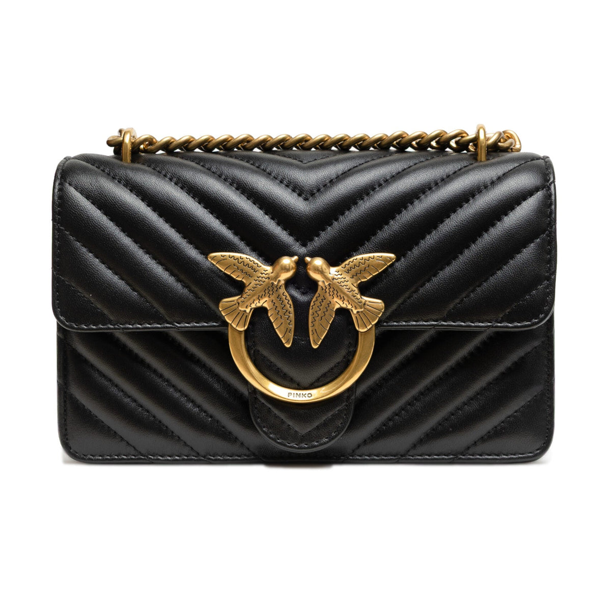 Quilted Leather Mini Shoulder Bag - Black