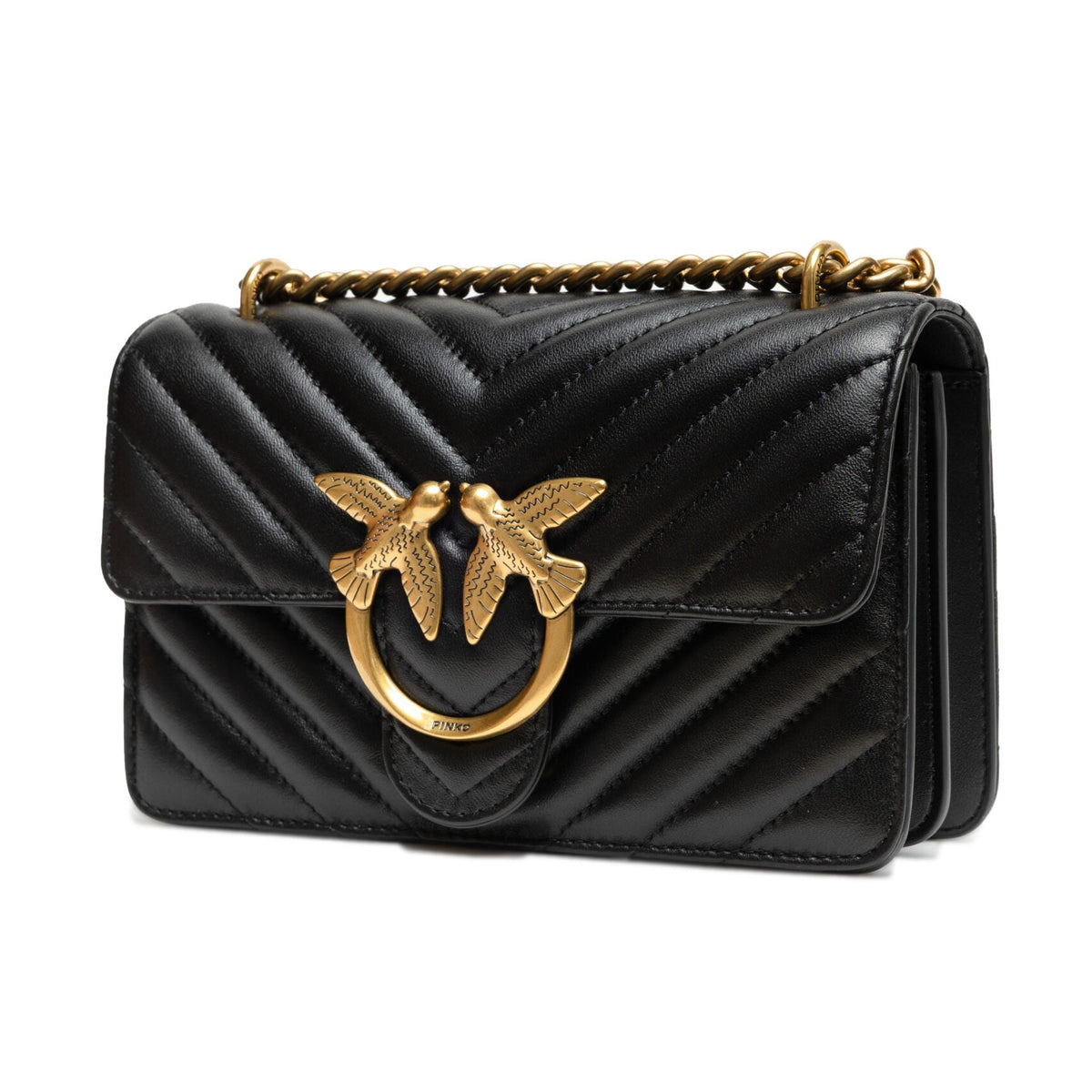 Quilted Leather Mini Shoulder Bag - Black