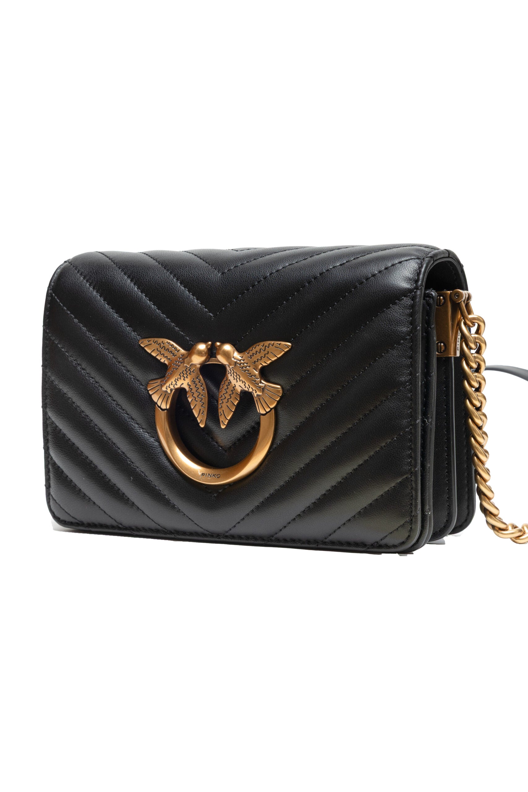 Black Leather Love Click Mini Shoulder Bag