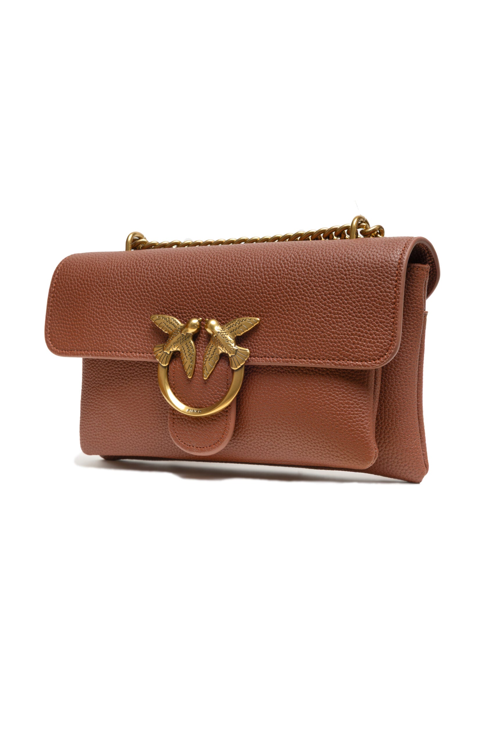 Brown Leather Love Boucle Riga Shoulder Bag