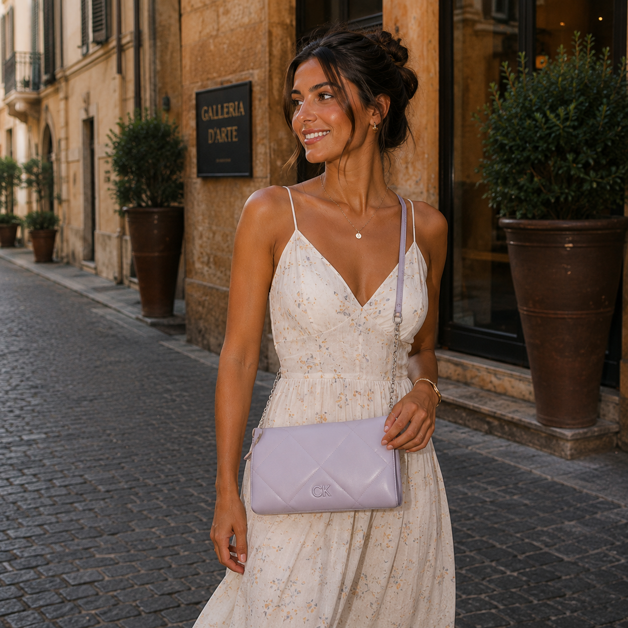 Borsa a Spalla & Tracolla Trapuntata Lavanda