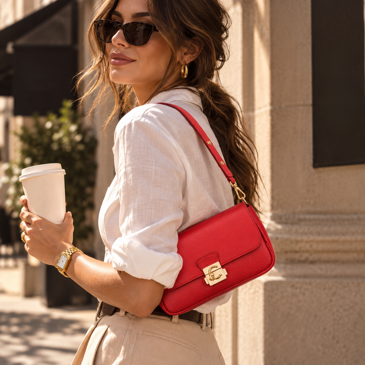 Leather Mini Shoulder bag - Red