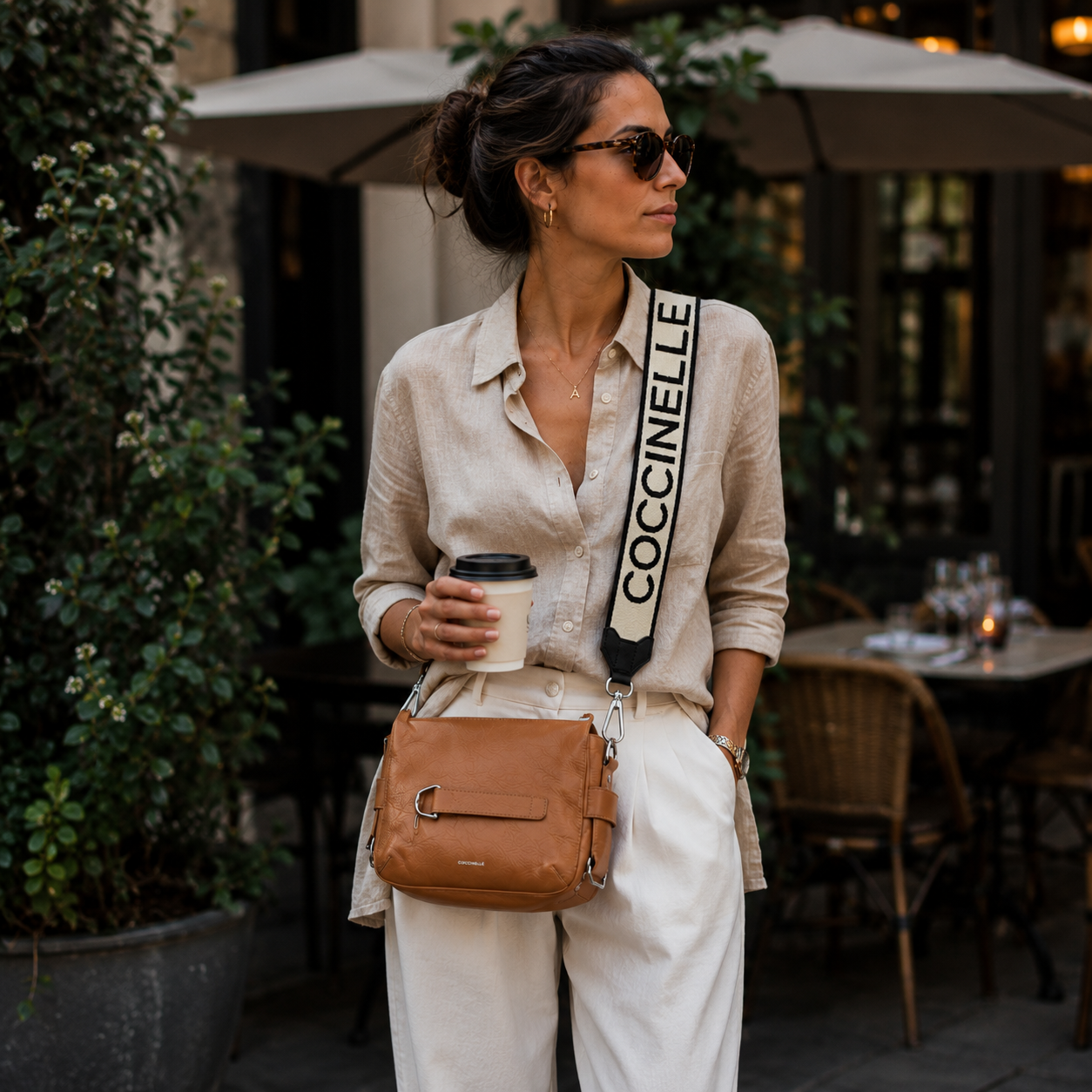 Cognac Brown Leather Crossbody bag
