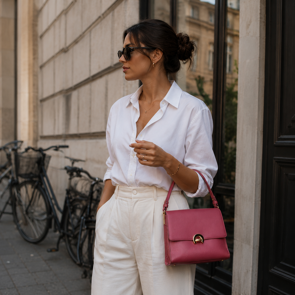 Borsa a mano color rosa lampone