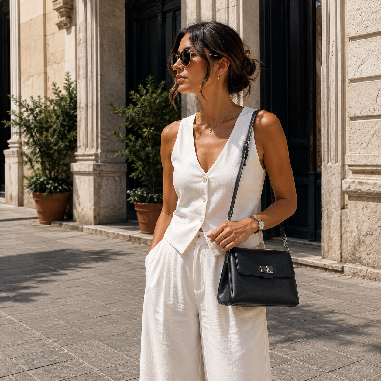 Black Shoulder Bag with Minimalist Design