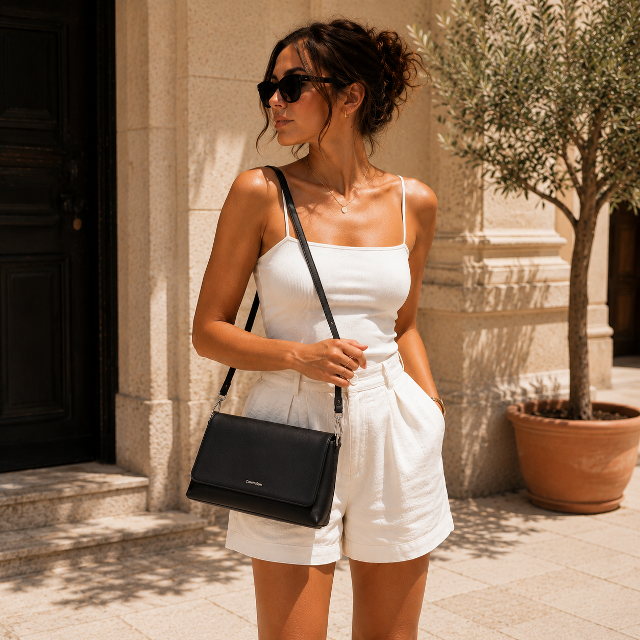 Black Flap Shoulder & Handbag