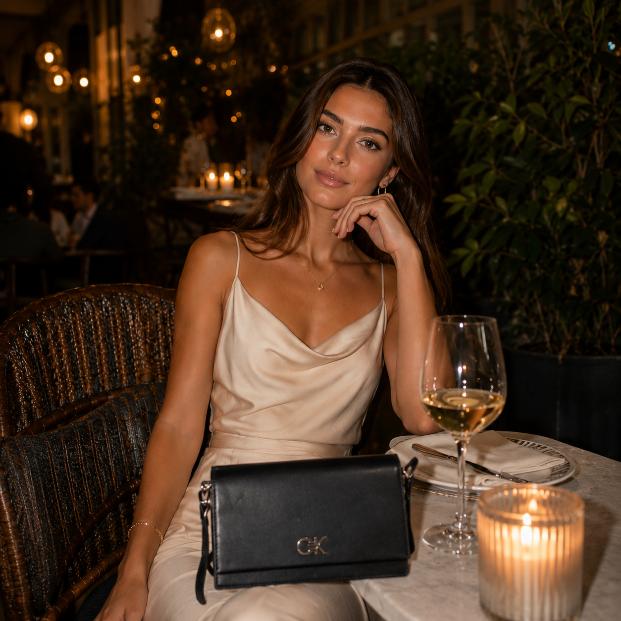 Black Crossbody & Shoulder Bag with Silver CK Monogram