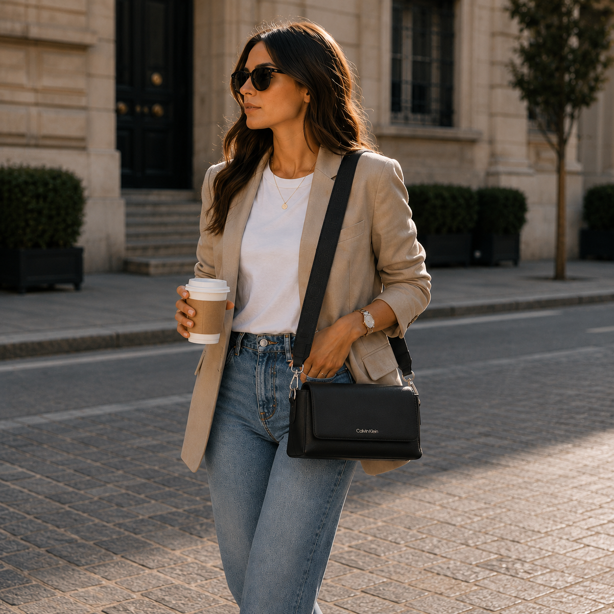Crossbody & Shoulder Bag Black Smooth Flap Design