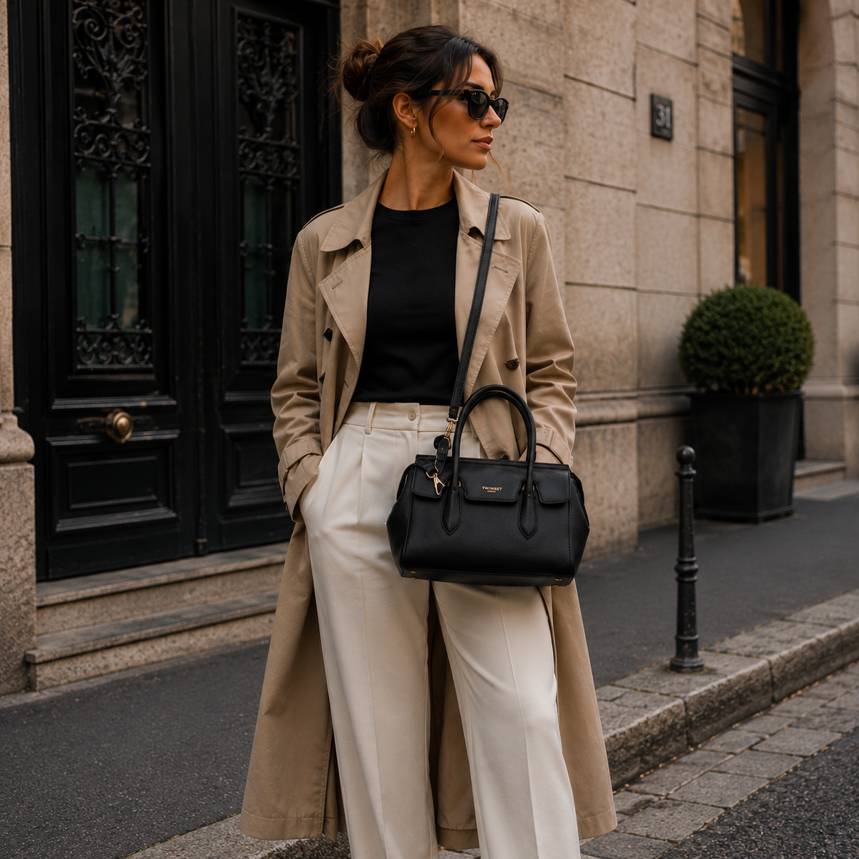 Black Structured Handbag