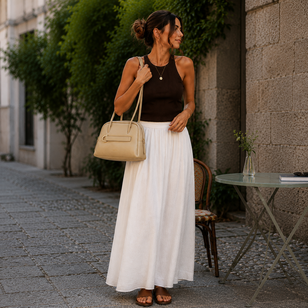 Sand Leather Shoulder Bag