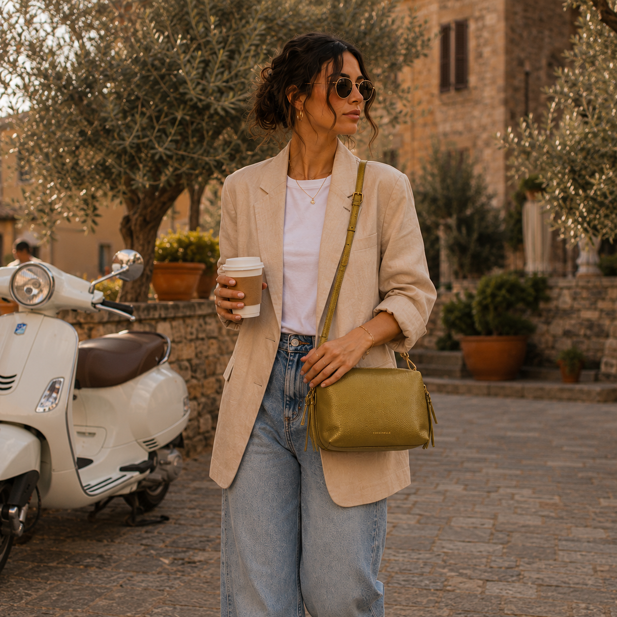Olive green Leather Crossbody bag