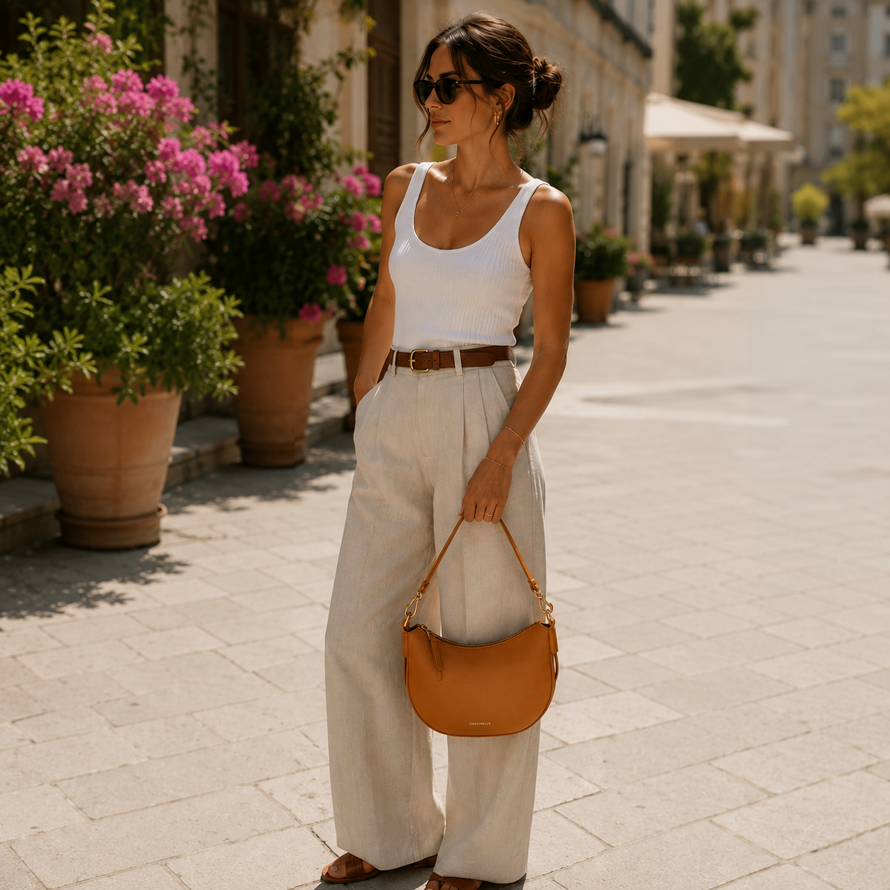 Borsa a mano in pelle marrone