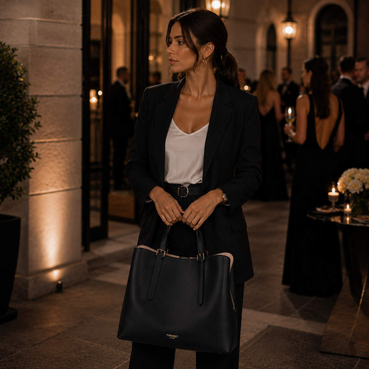 Black Tote bag with gold details