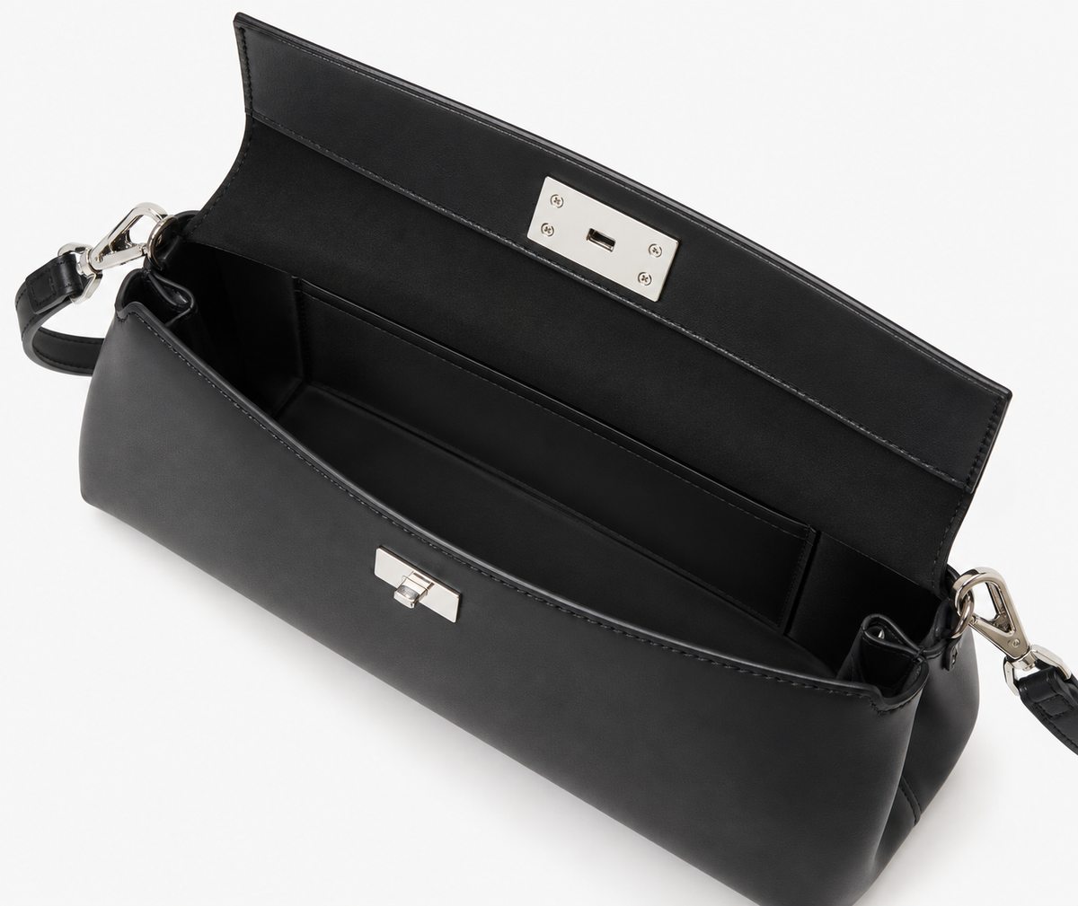 Shoulder Bag with silver closure - Black