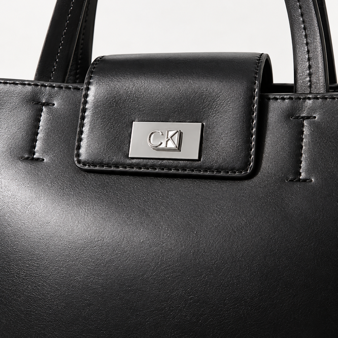Tote Bag with silver closure - Black