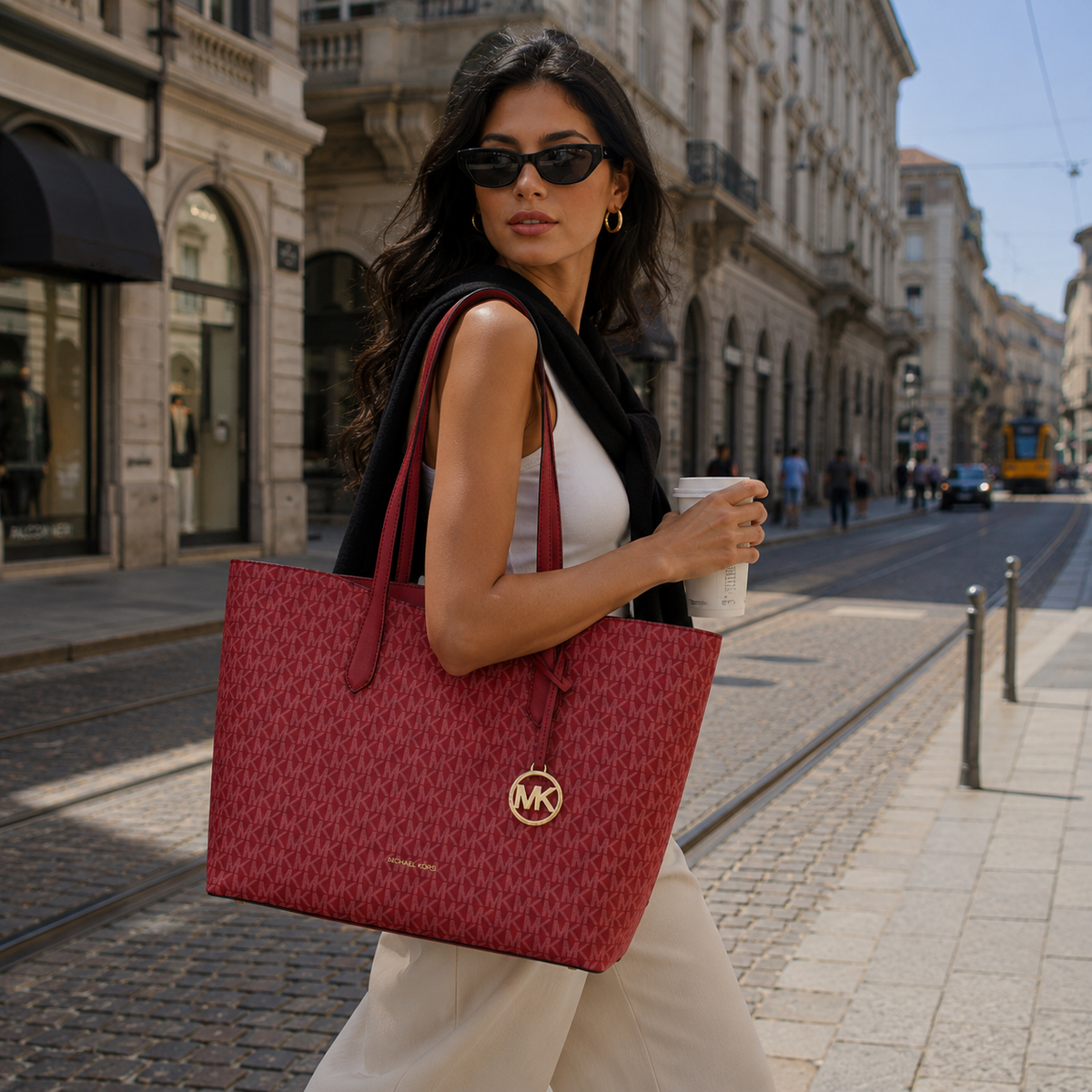Monogrammed Large Tote Bag - Red