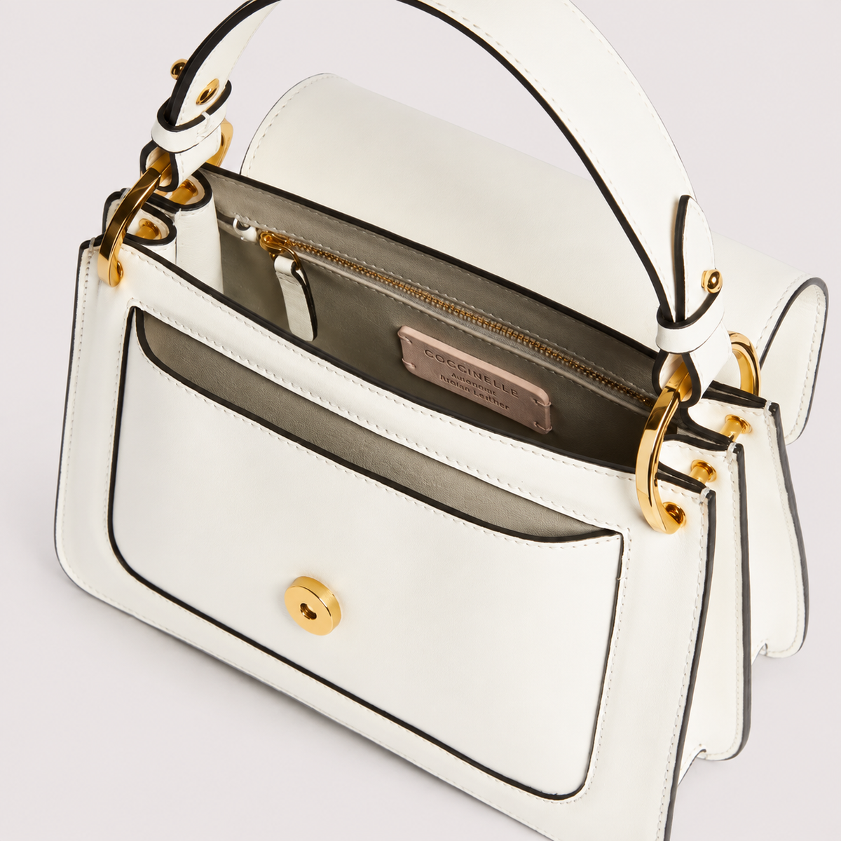 Smooth Leather Handbag - Pearl
