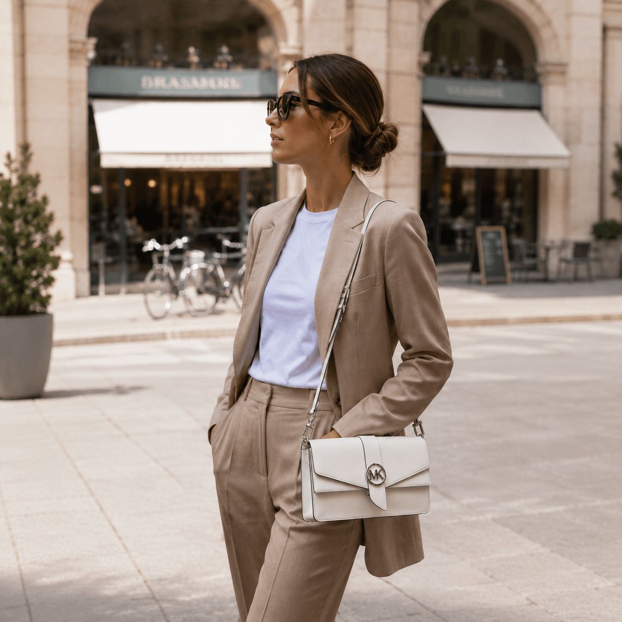 Borsa a mano e a spalla in Pelle bianco ottico