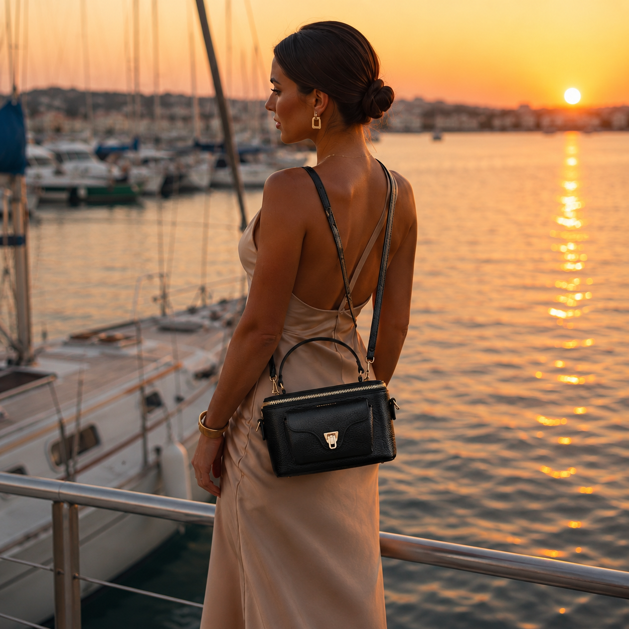 Black Structured Crossbody Bag