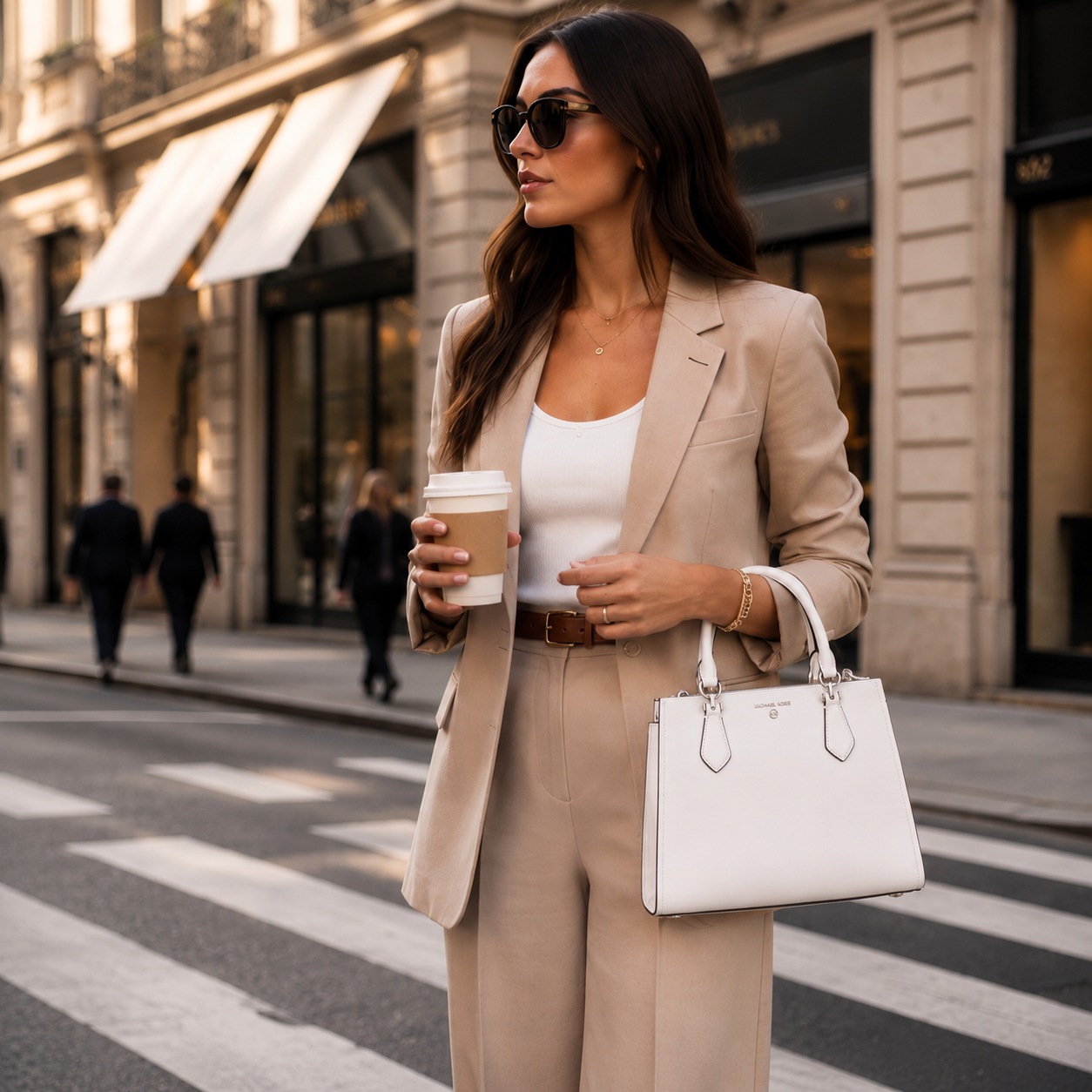 Borsa a mano in pelle bianco puro