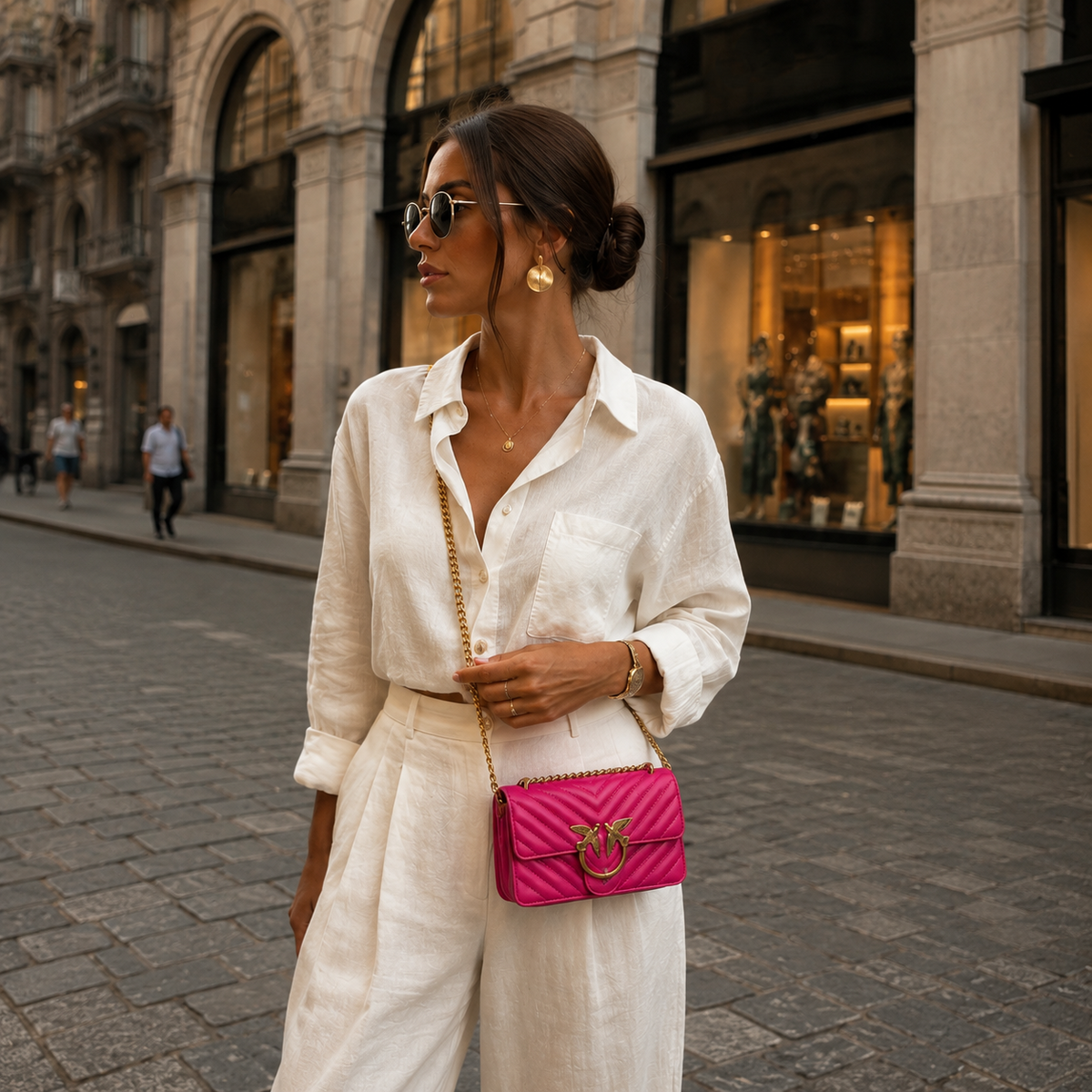 Quilted Leather Mini Shoulder Bag - Fuchsia