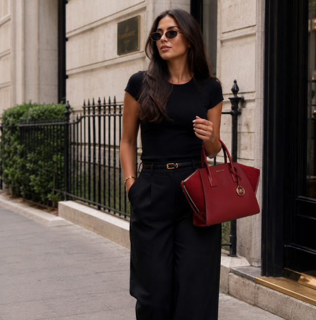 Borsa in pelle rosso ciliegia